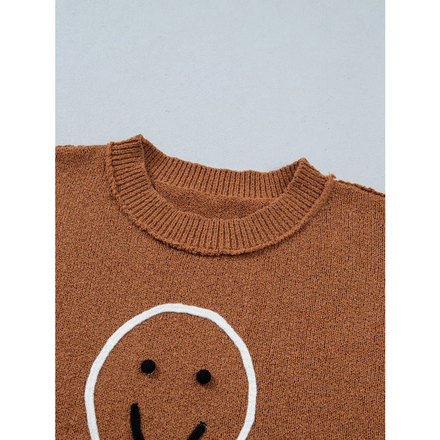 Oversized Drop Shoulder Round Neck Christmas Sweater Apparel and Accessories