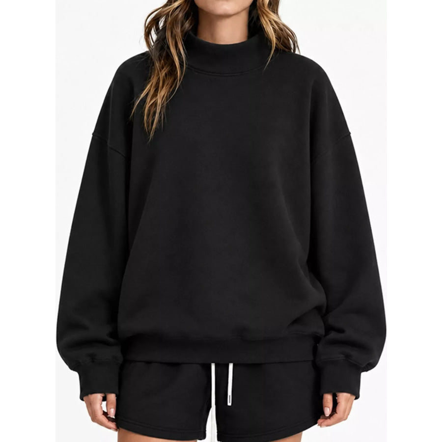Oversized Dropped Shoulder Sweatshirt Black-Turtleneck / XS Apparel and Accessories