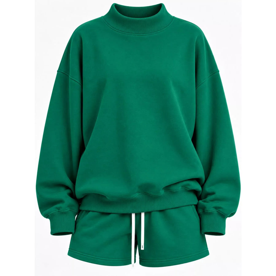 Oversized Dropped Shoulder Sweatshirt Christmas Green-Turtleneck / XS Apparel and Accessories
