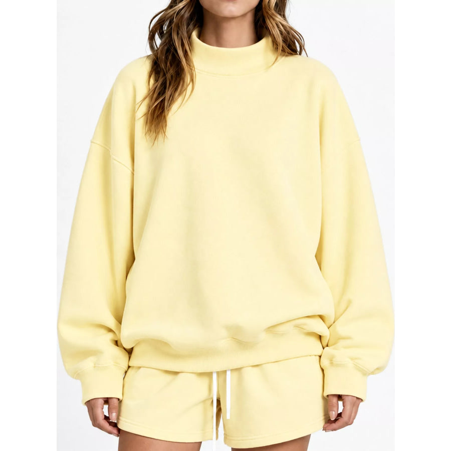 Oversized Dropped Shoulder Sweatshirt Light Yellow-Turtleneck / XS Apparel and Accessories
