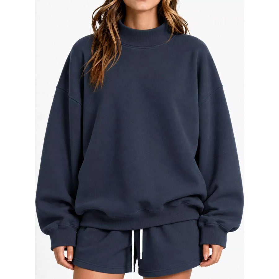Oversized Dropped Shoulder Sweatshirt Navy-Turtleneck / XS Apparel and Accessories