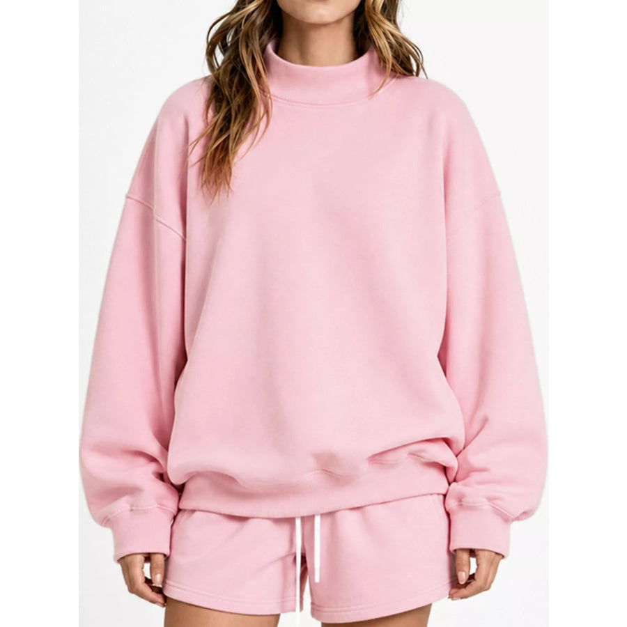 Oversized Dropped Shoulder Sweatshirt Pink-Turtleneck / XS Apparel and Accessories