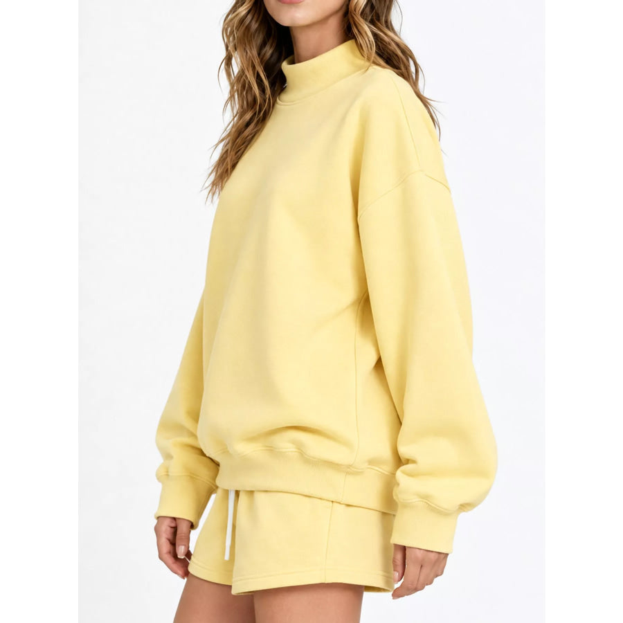 Oversized Dropped Shoulder Sweatshirt Yellow-Turtleneck / XS Apparel and Accessories