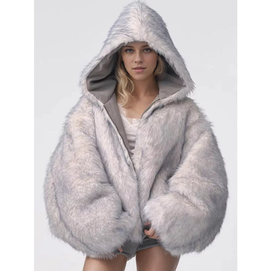 Oversized Faux Fur Trimmed Suede Bomber Jacket Apparel and Accessories