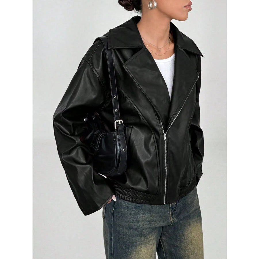 Oversized Faux Leather Moto Jacket