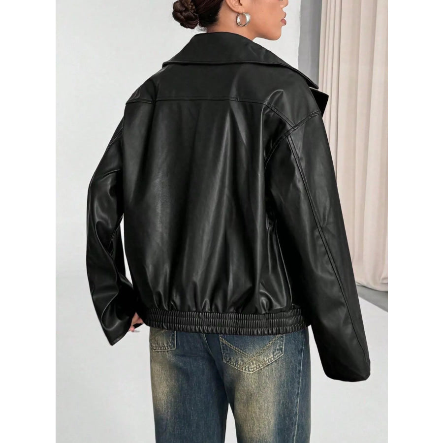 Oversized Faux Leather Moto Jacket