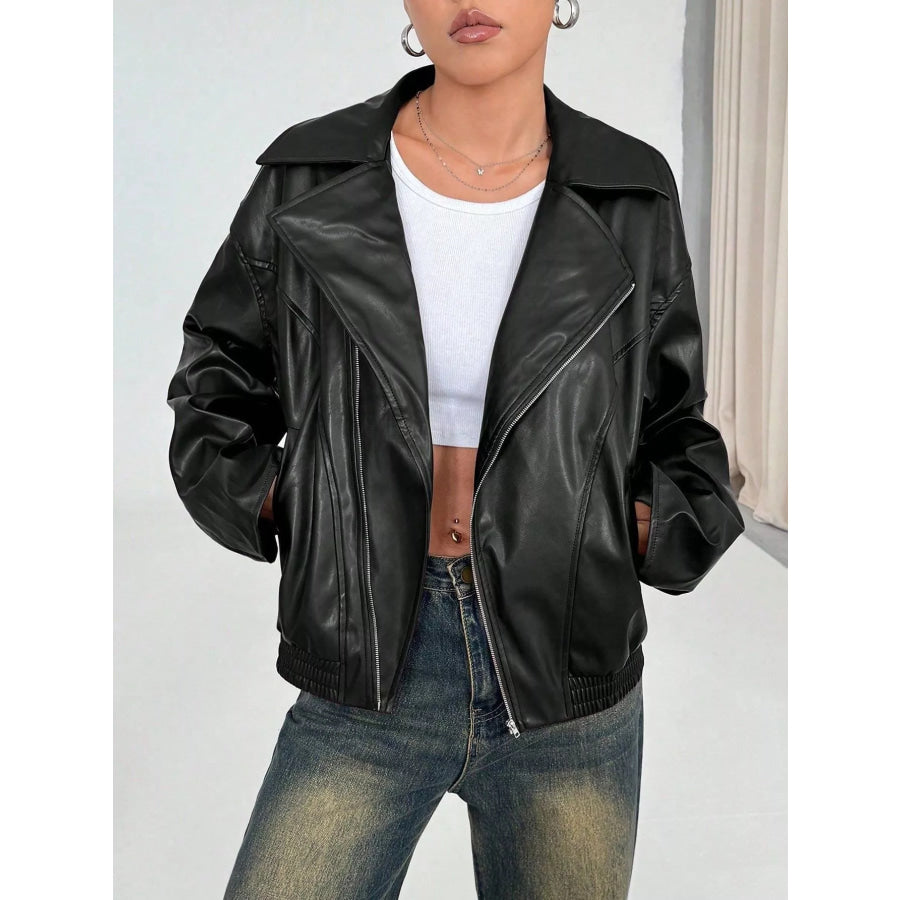 Oversized Faux Leather Moto Jacket