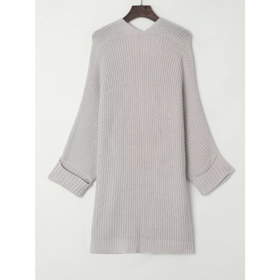Oversized Fold Over Sleeve Open Front Cardigan Apparel and Accessories