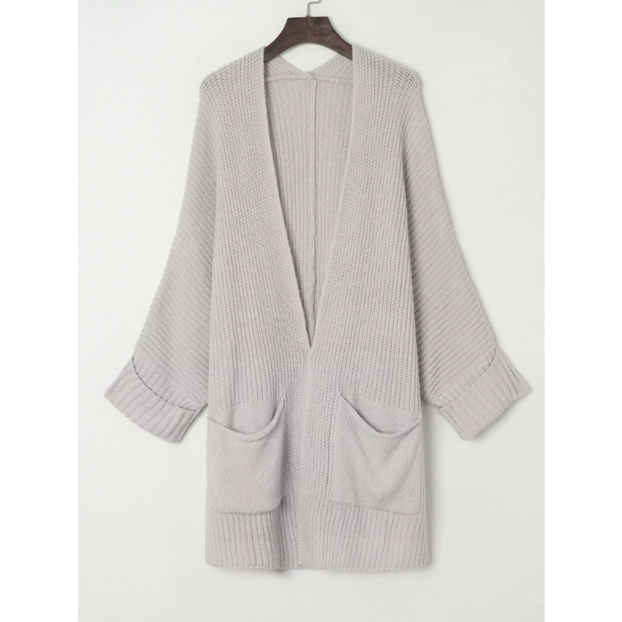 Oversized Fold Over Sleeve Open Front Cardigan Apparel and Accessories
