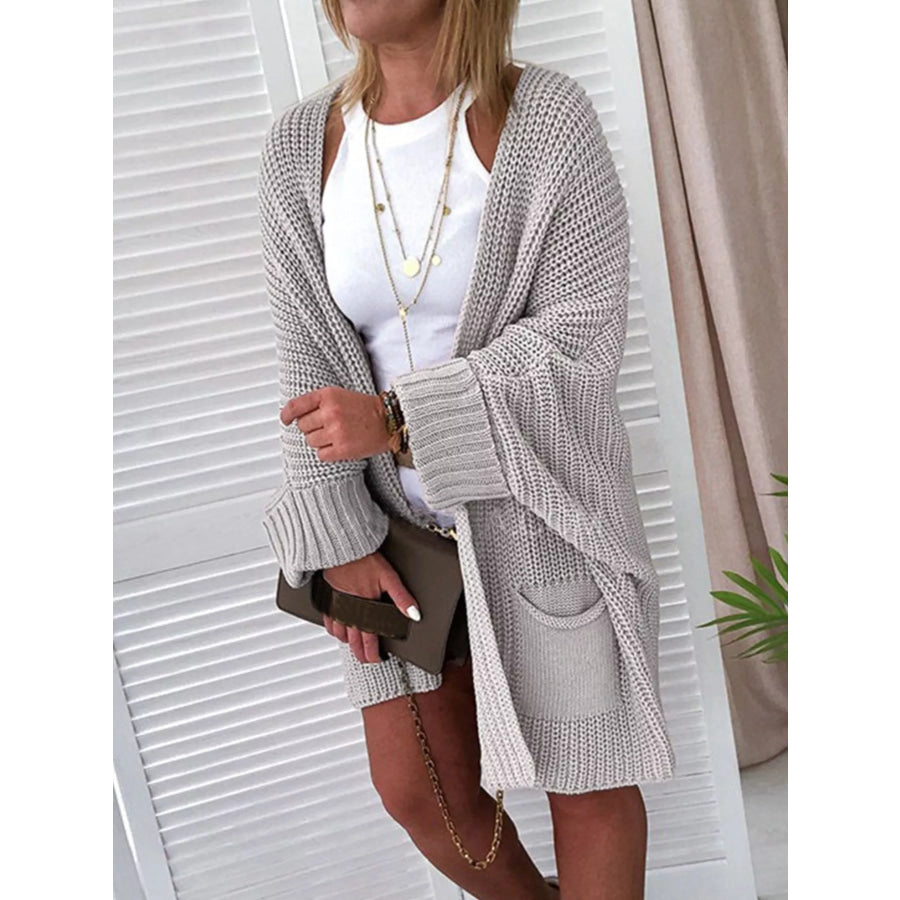 Oversized Fold Over Sleeve Open Front Cardigan Apparel and Accessories