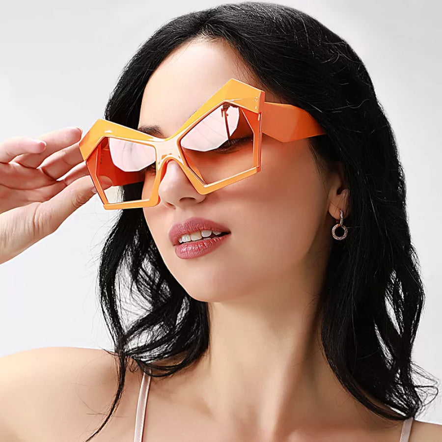 Oversized Geometric Orange Fashion Sunglasses Tangerine / One Size Apparel and Accessories