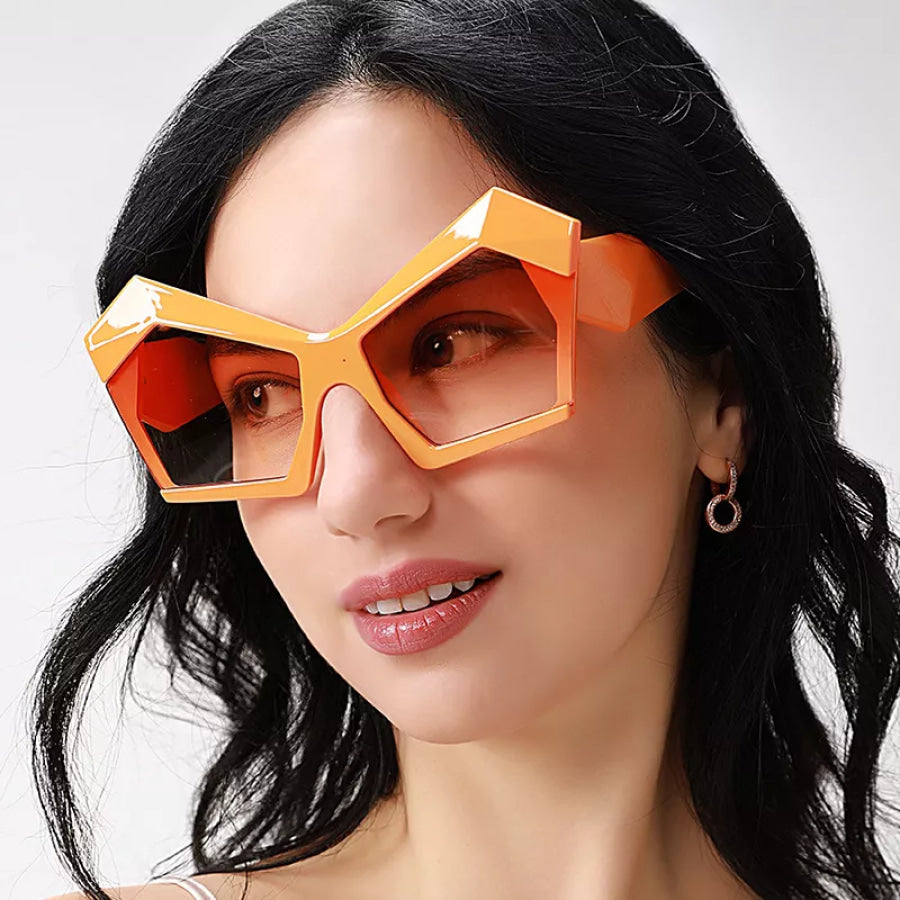 Oversized Geometric Orange Fashion Sunglasses Tangerine / One Size Apparel and Accessories