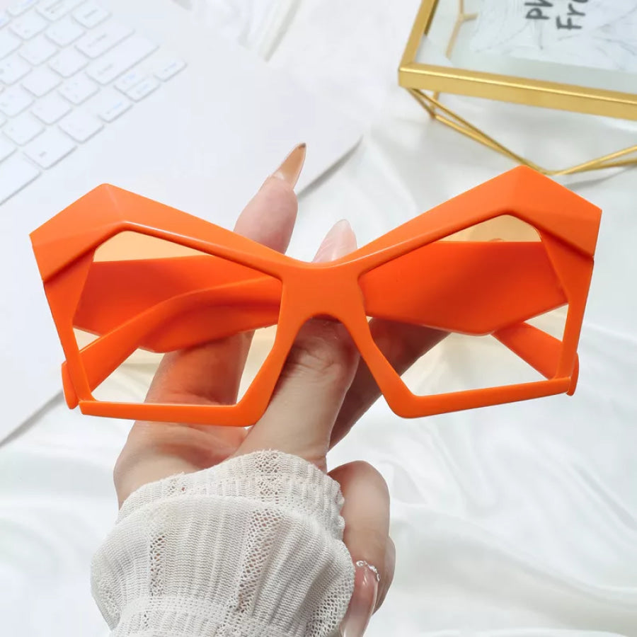 Oversized Geometric Orange Fashion Sunglasses Tangerine / One Size Apparel and Accessories