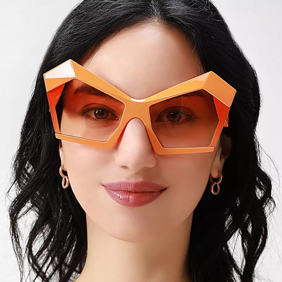 Oversized Geometric Orange Fashion Sunglasses Tangerine / One Size Apparel and Accessories