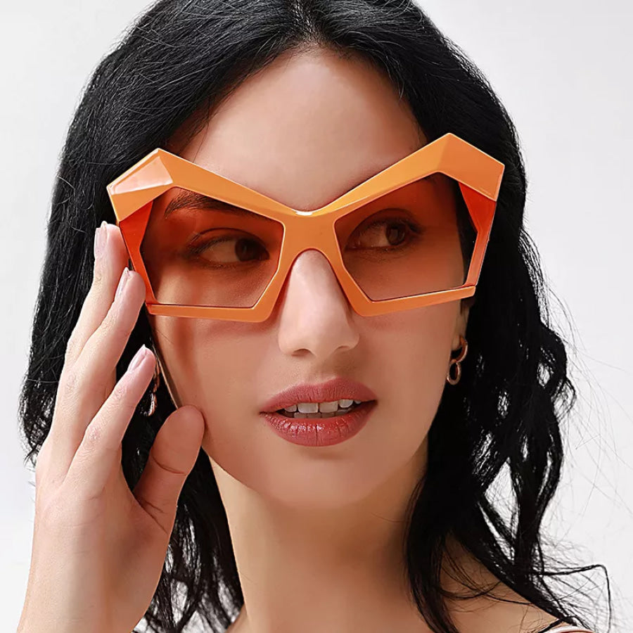 Oversized Geometric Orange Fashion Sunglasses Tangerine / One Size Apparel and Accessories