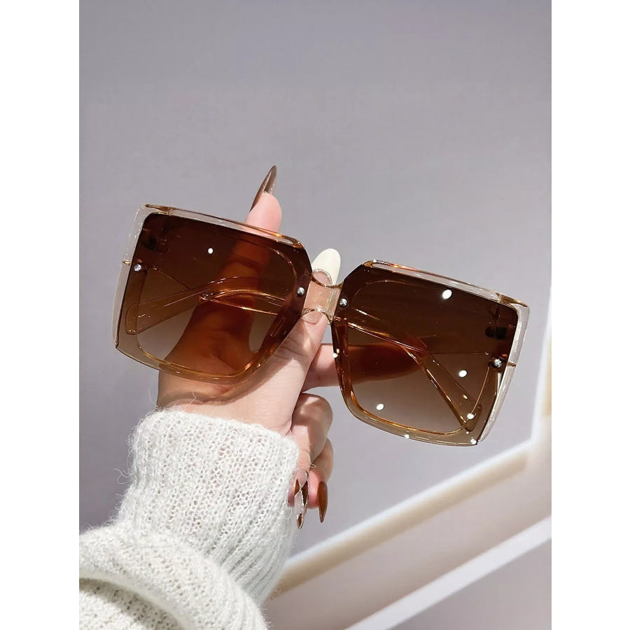 Oversized Gradient Square Sunglasses Caramel / One Size Apparel and Accessories