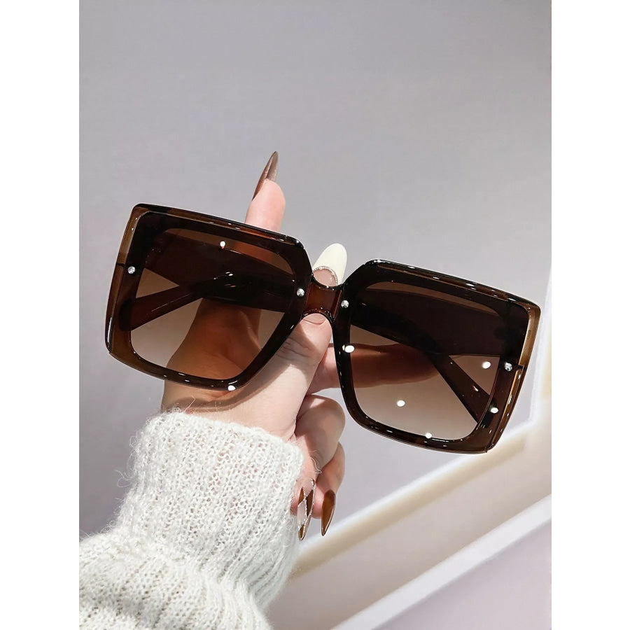 Oversized Gradient Square Sunglasses Coffee Brown / One Size Apparel and Accessories