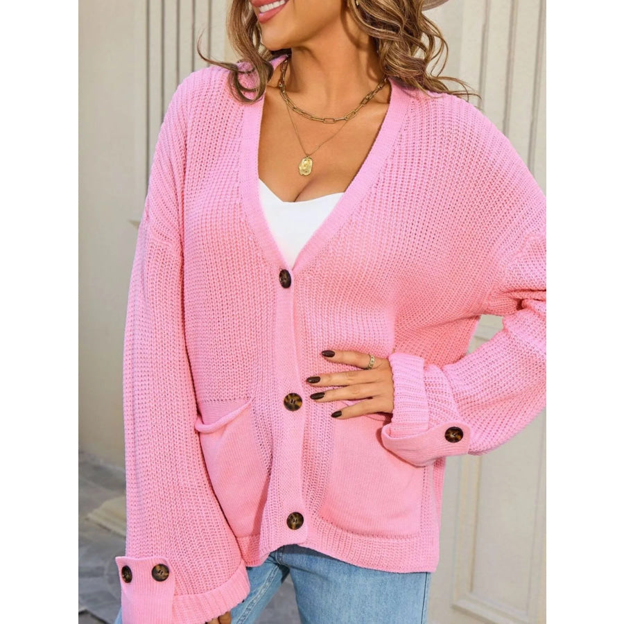 Oversized Knit Button-Down Cardigan Apparel and Accessories