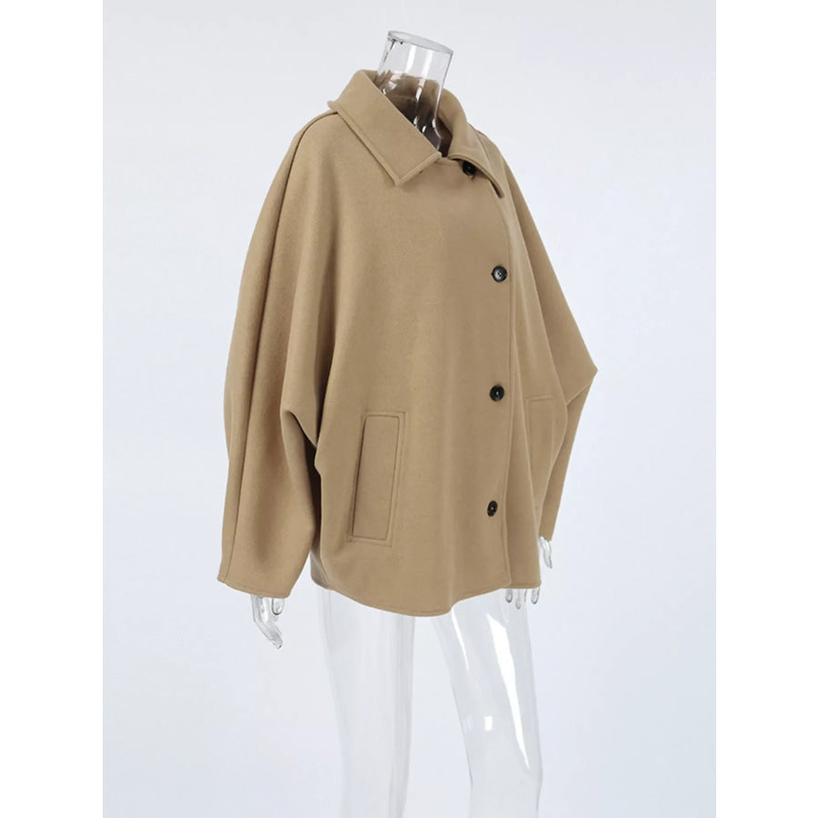Oversized Lapel Collar Button-Down Coat Apparel and Accessories