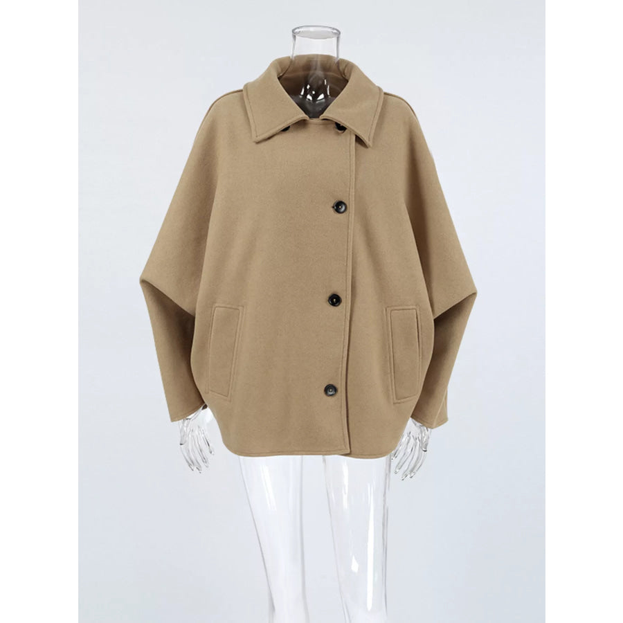 Oversized Lapel Collar Button-Down Coat Apparel and Accessories