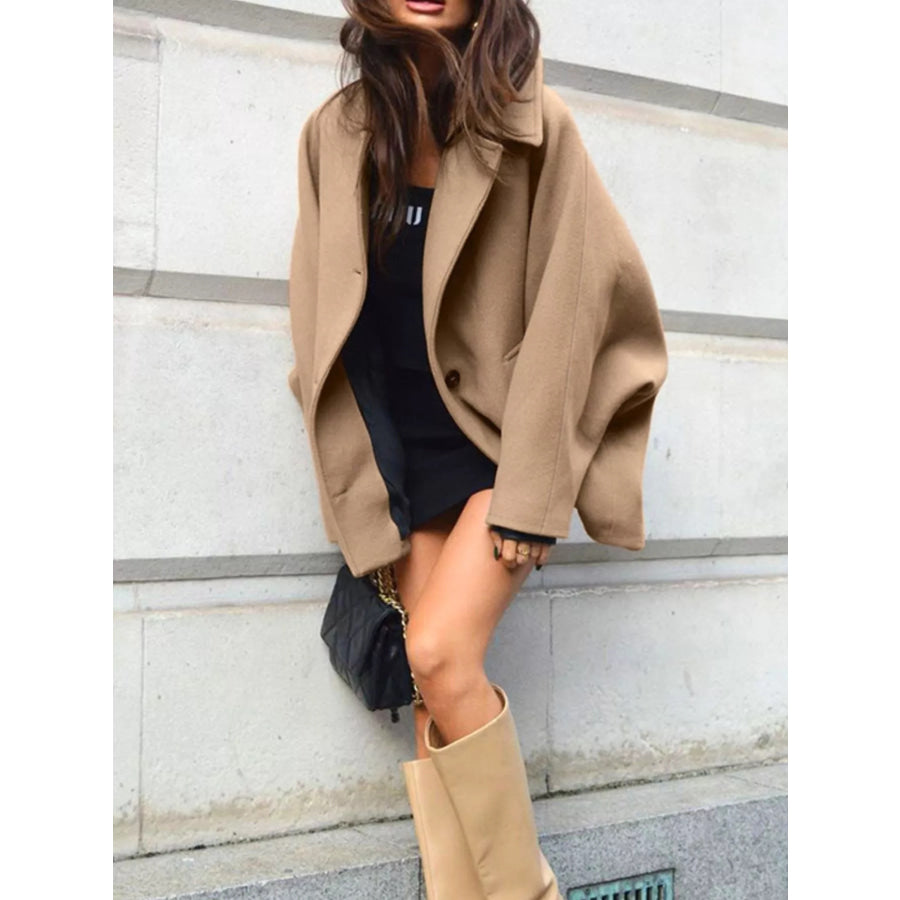 Oversized Lapel Collar Button-Down Coat Apparel and Accessories