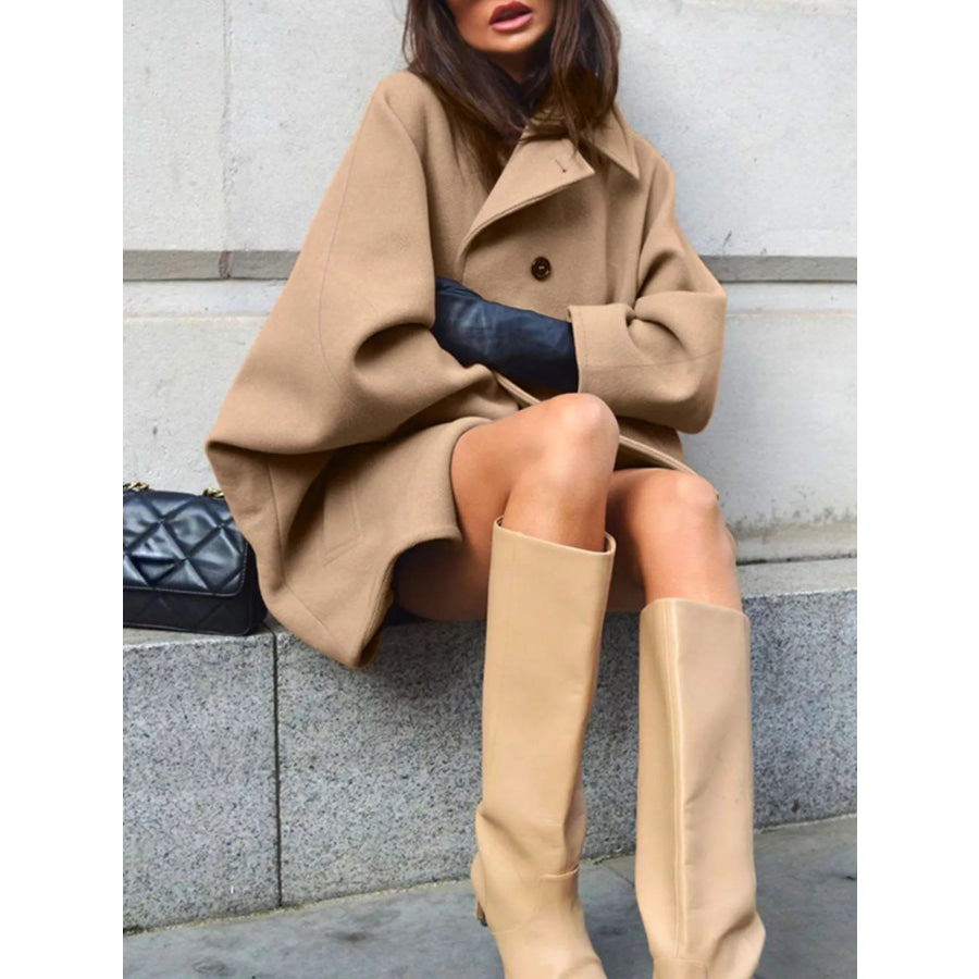 Oversized Lapel Collar Button-Down Coat Apparel and Accessories