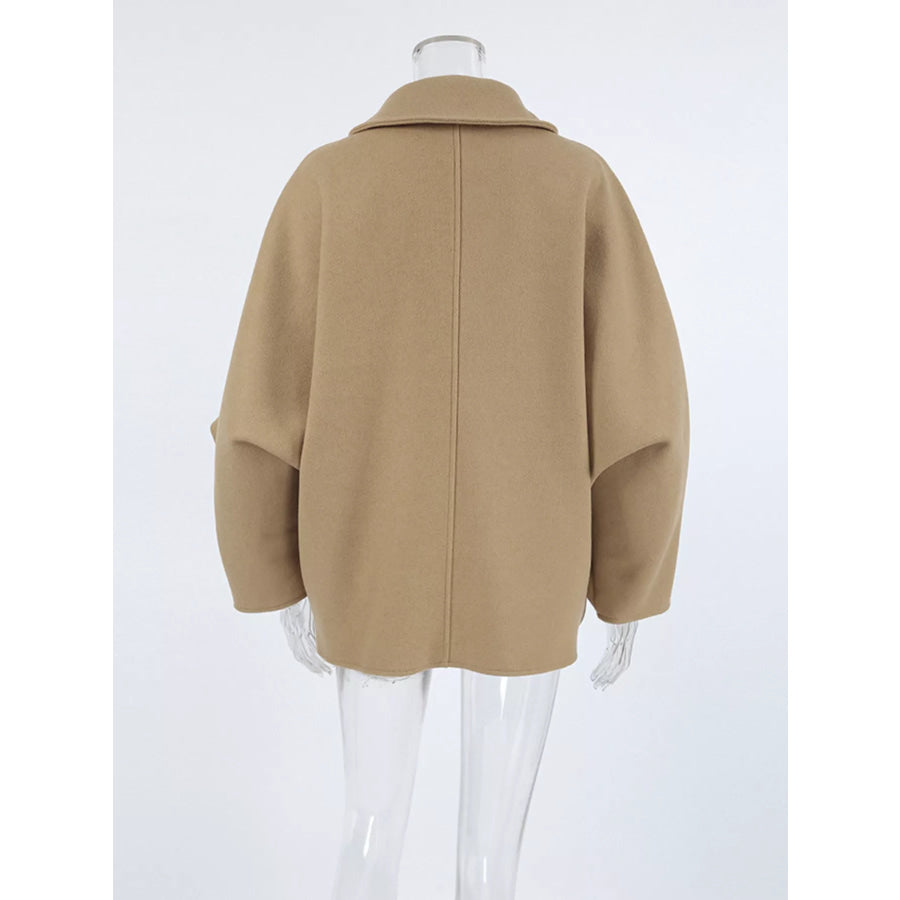 Oversized Lapel Collar Button-Down Coat Apparel and Accessories