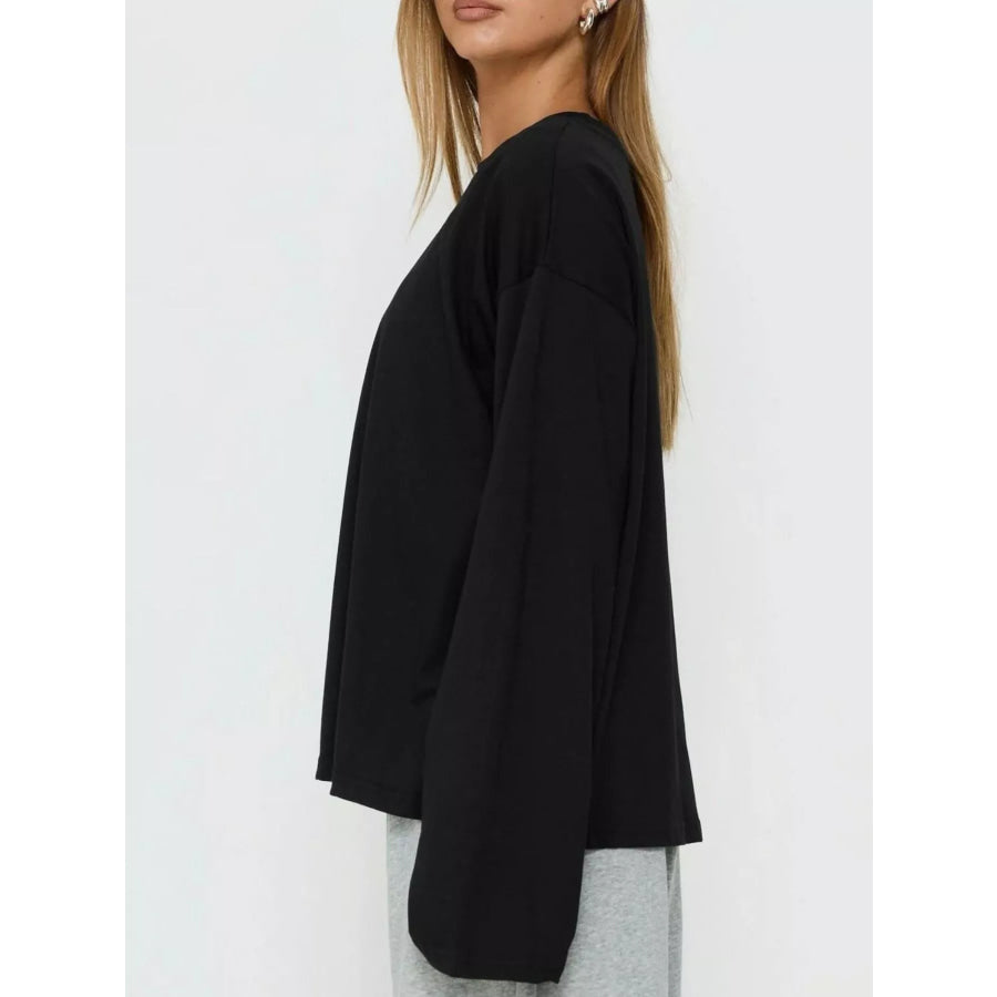 Oversized Long Sleeve Crew Neck T-Shirt Apparel and Accessories