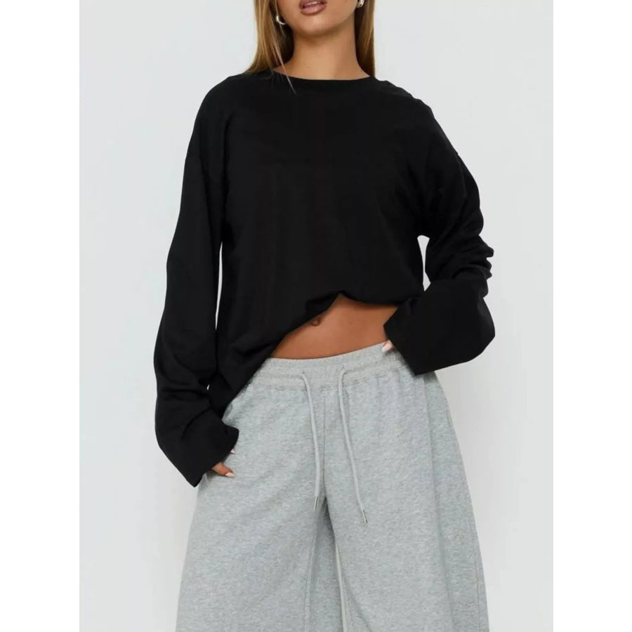 Oversized Long Sleeve Crew Neck T-Shirt Apparel and Accessories