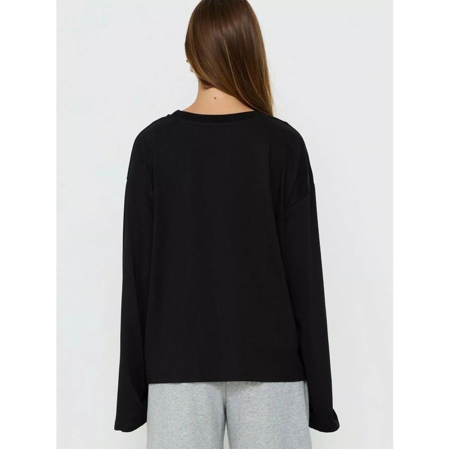 Oversized Long Sleeve Crew Neck T-Shirt Apparel and Accessories