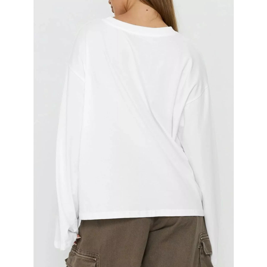Oversized Long Sleeve Crew Neck T-Shirt Apparel and Accessories