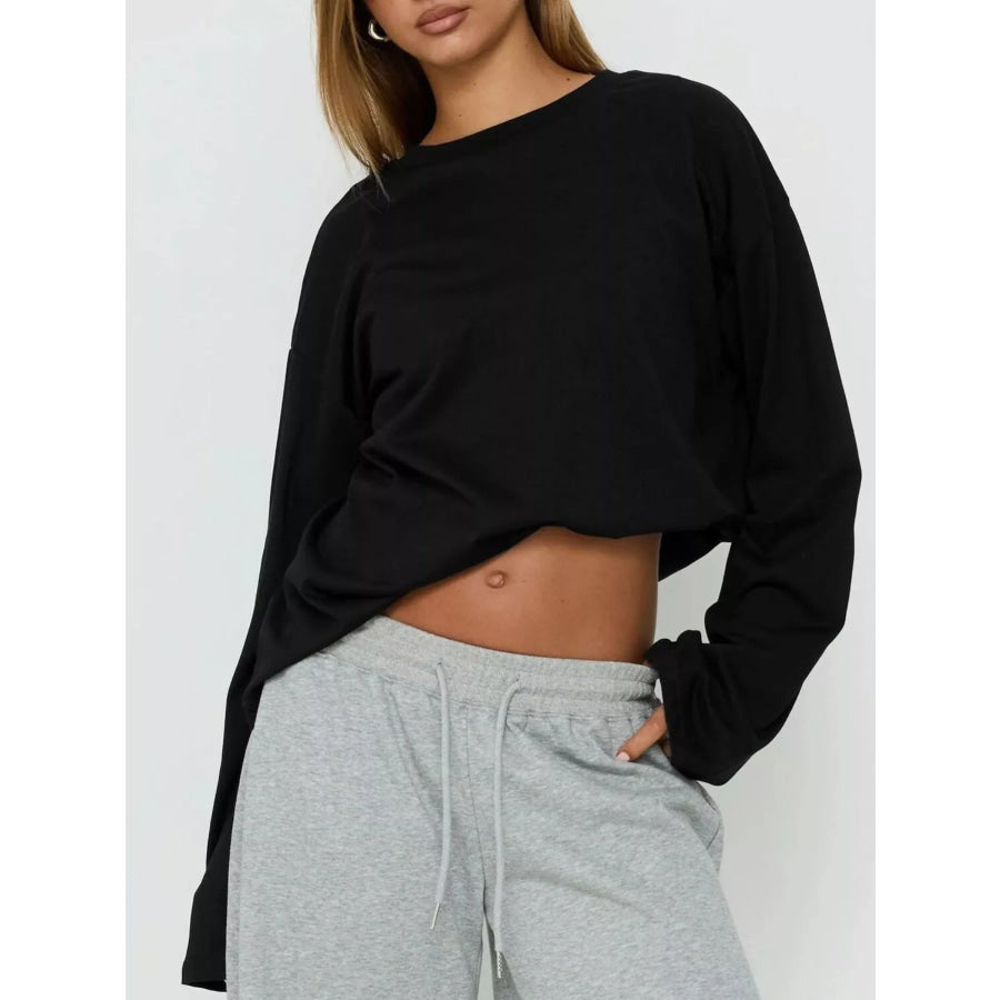 Oversized Long Sleeve Crew Neck T-Shirt Apparel and Accessories
