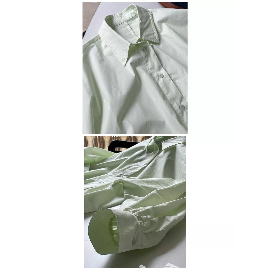 Oversized Long Sleeve Shirt Mint Green / One Size Apparel and Accessories