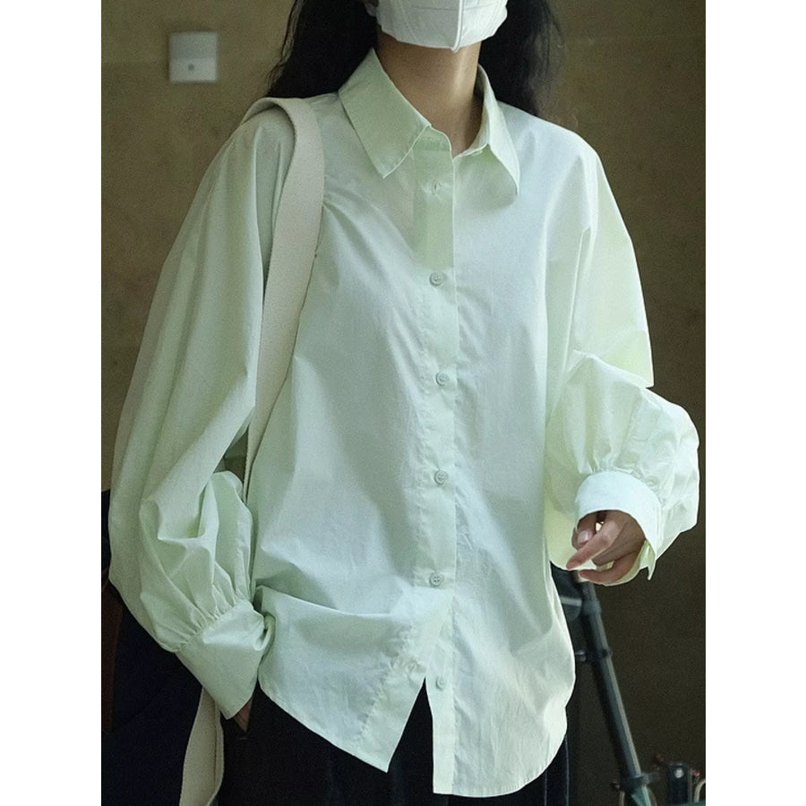 Oversized Long Sleeve Shirt Mint Green / One Size Apparel and Accessories
