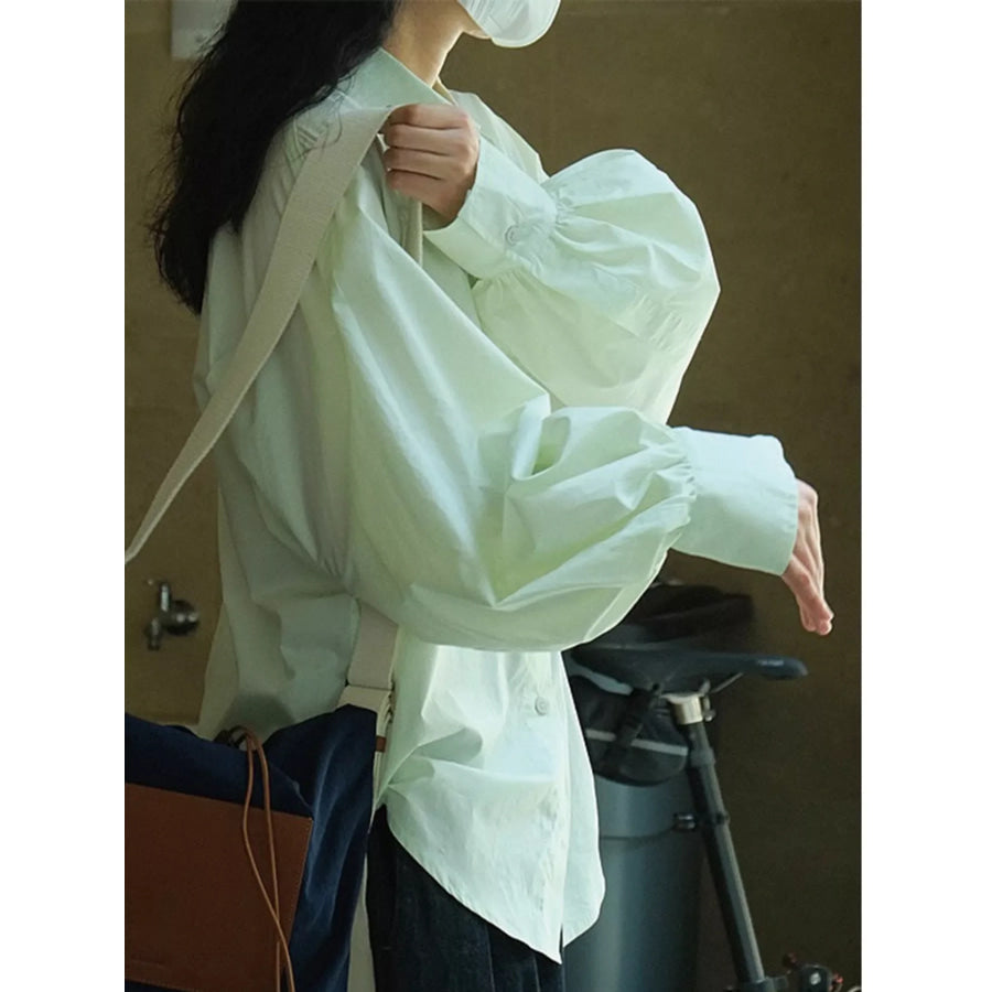 Oversized Long Sleeve Shirt Mint Green / One Size Apparel and Accessories