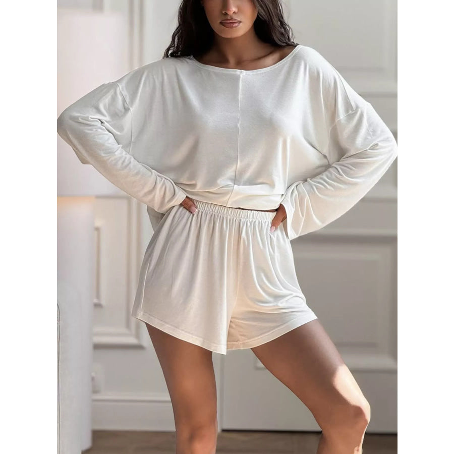 Oversized Long Sleeve Top and Shorts Lounge Set Apparel and Accessories