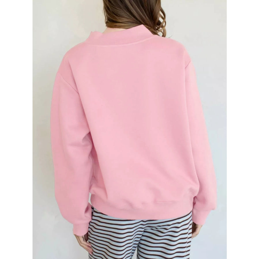 Oversized Mock Neck Dropped Shoulder Sweatshirt Apparel and Accessories