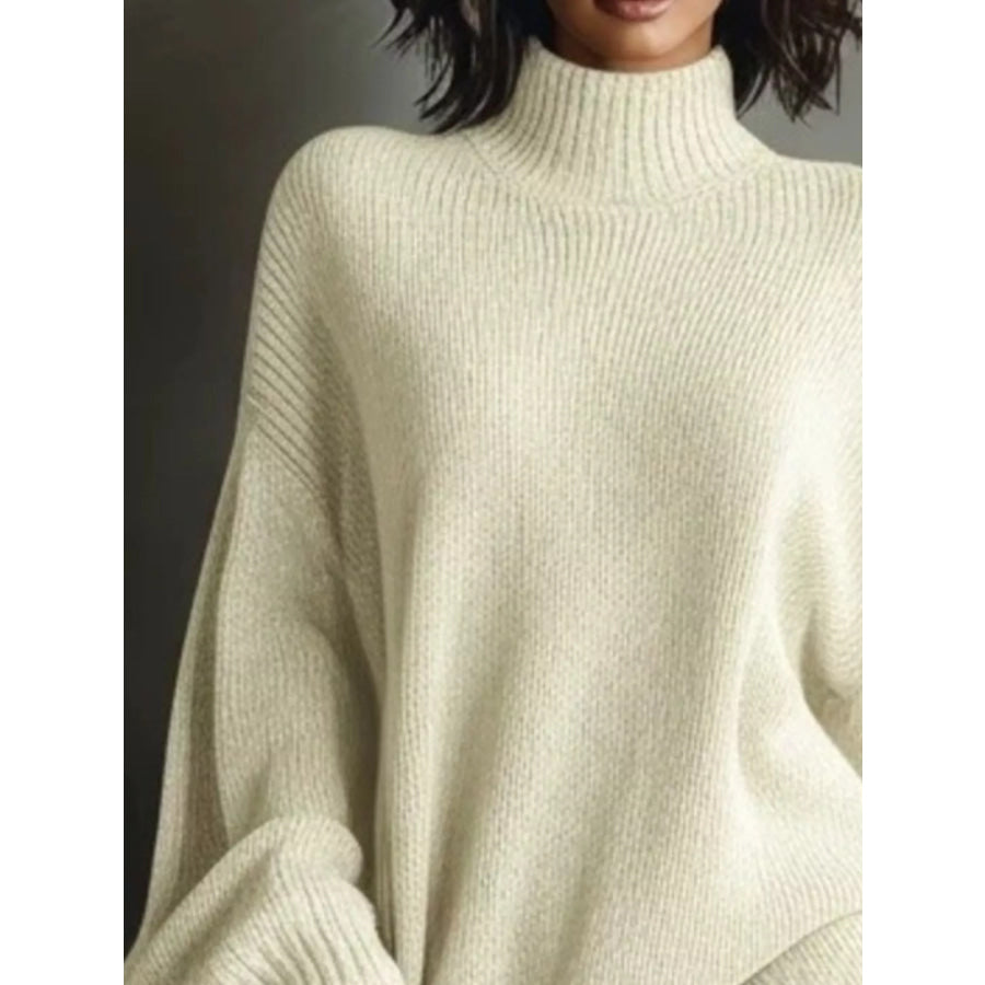Oversized Mock Neck Long Sleeve Sweater Dress Apparel and Accessories