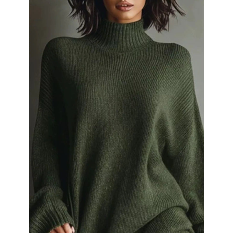 Oversized Mock Neck Long Sleeve Sweater Dress Apparel and Accessories
