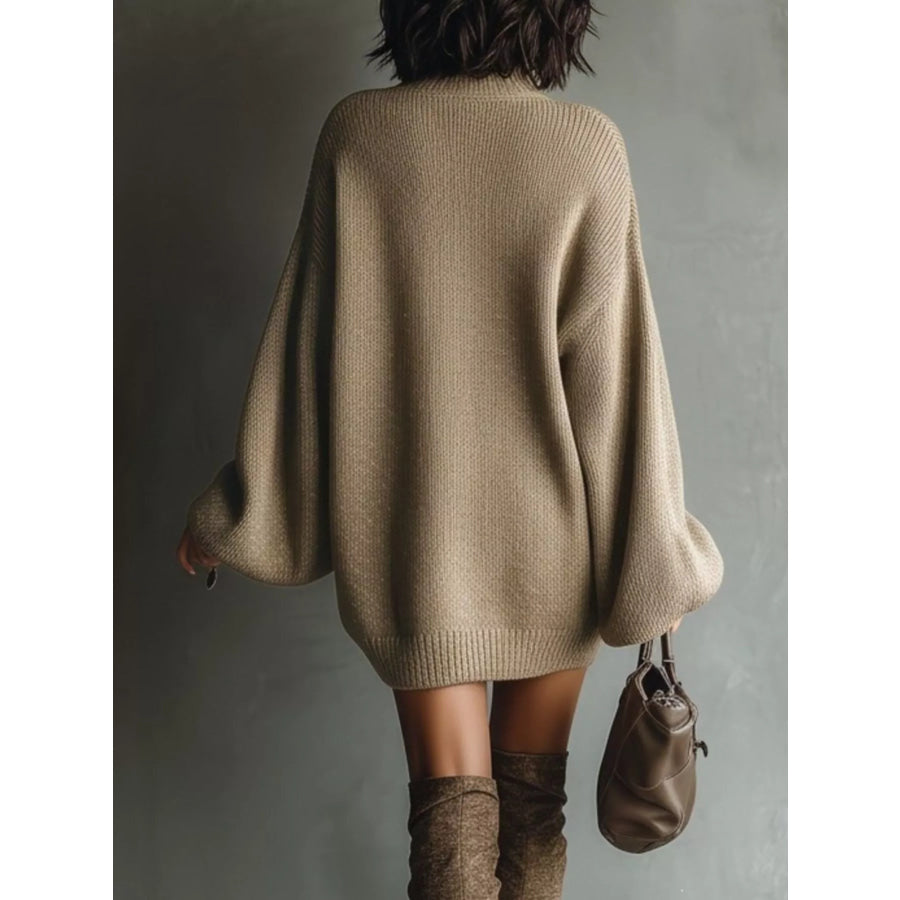 Oversized Mock Neck Long Sleeve Sweater Dress Apparel and Accessories
