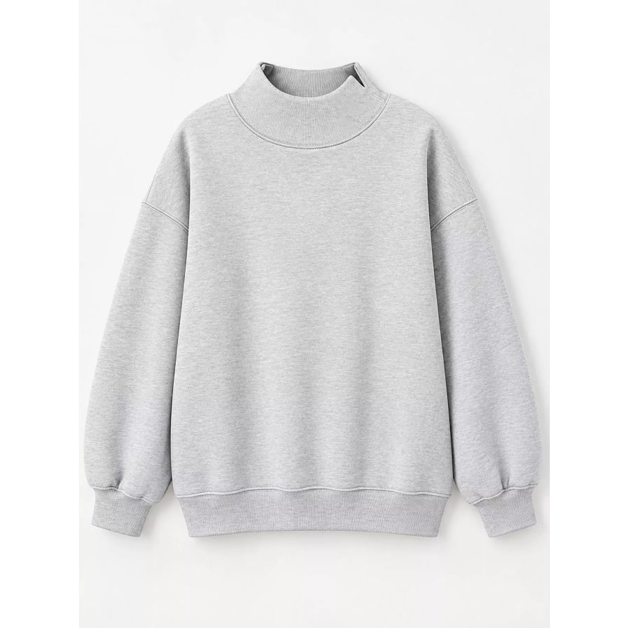 Oversized Mock Neck Long Sleeve Sweatshirt Apparel and Accessories