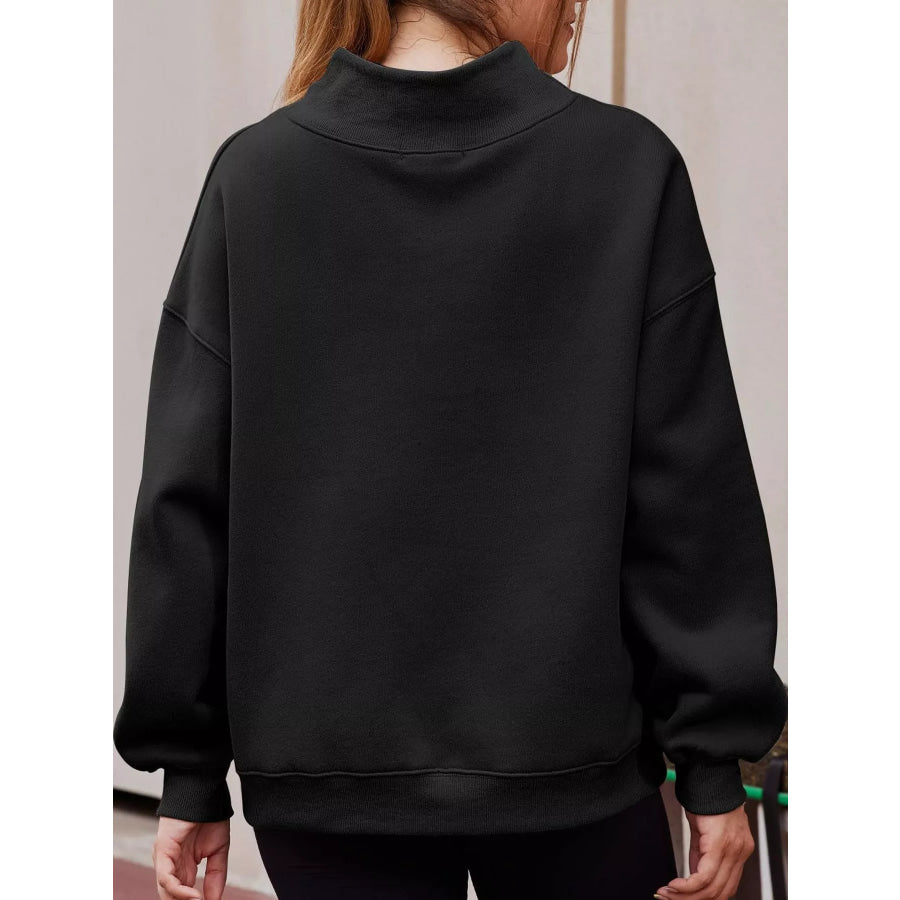 Oversized Mock Neck Long Sleeve Sweatshirt Apparel and Accessories