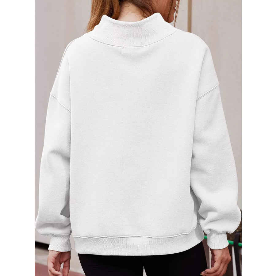Oversized Mock Neck Long Sleeve Sweatshirt Apparel and Accessories