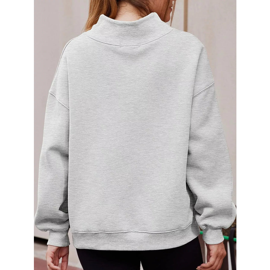 Oversized Mock Neck Long Sleeve Sweatshirt Apparel and Accessories