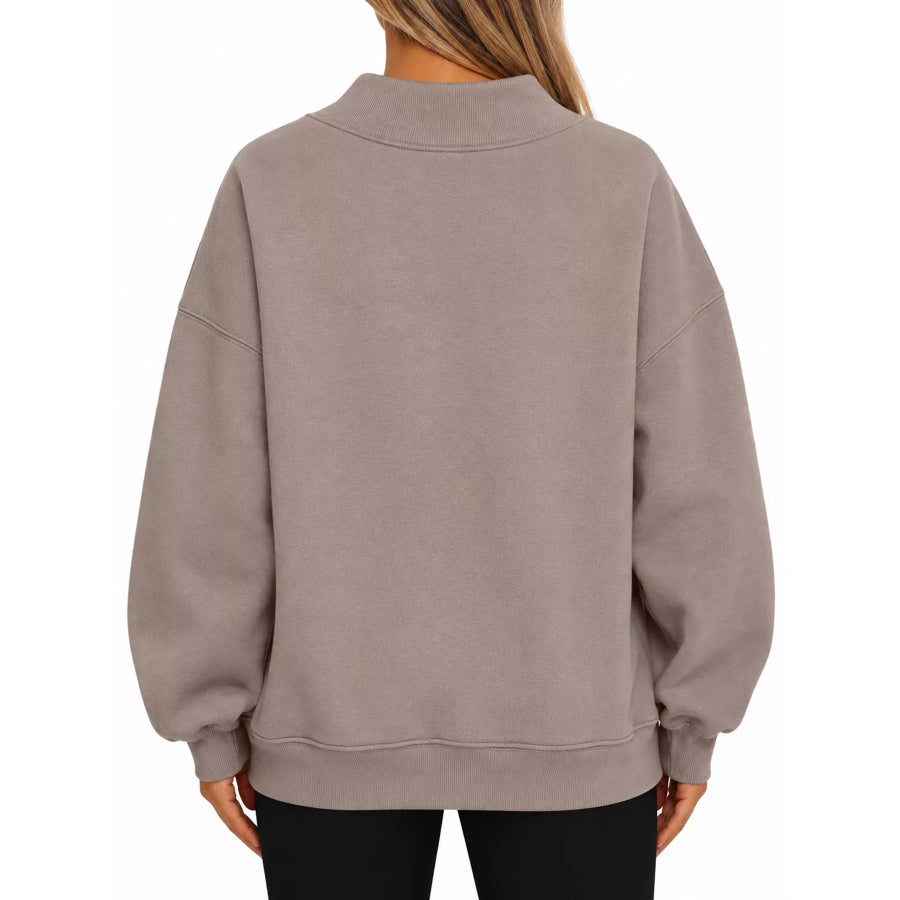 Oversized Mock Neck Long Sleeve Sweatshirt Apparel and Accessories