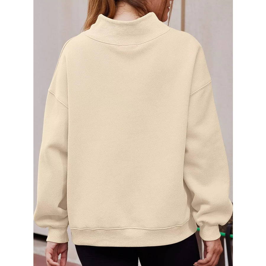 Oversized Mock Neck Long Sleeve Sweatshirt Apparel and Accessories