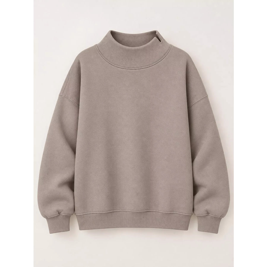 Oversized Mock Neck Long Sleeve Sweatshirt Apparel and Accessories