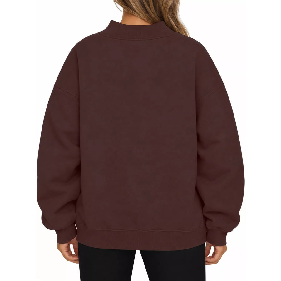 Oversized Mock Neck Long Sleeve Sweatshirt Apparel and Accessories