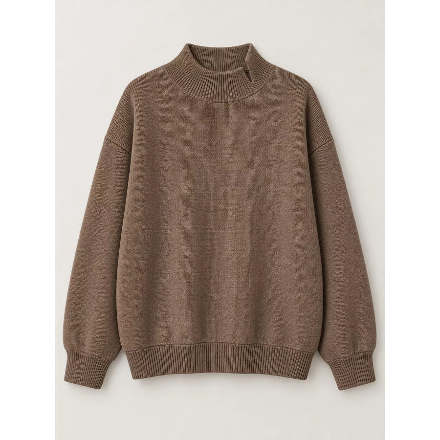 Oversized Mock Neck Long Sleeve Sweatshirt Apparel and Accessories