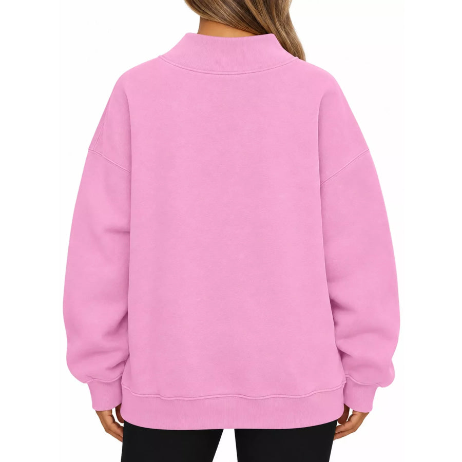 Oversized Mock Neck Long Sleeve Sweatshirt Apparel and Accessories